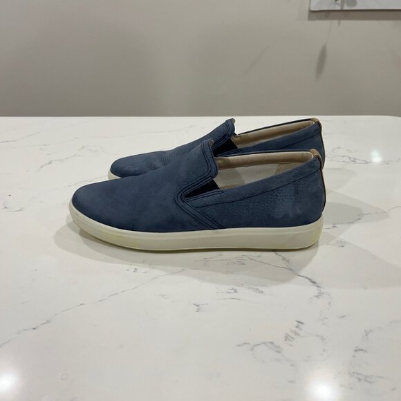 Ecco Womens Soft 7 Blue Suede Slip On Shoes EU 39 US 8.5 Extra Width - Picture 10 of 10
